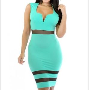 Mint sleeveless mesh dress